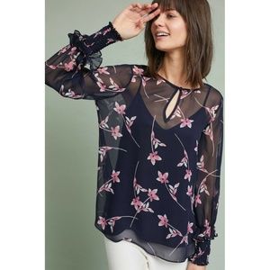 New Anthropologie Shoshanna Silk Top SMALL Black